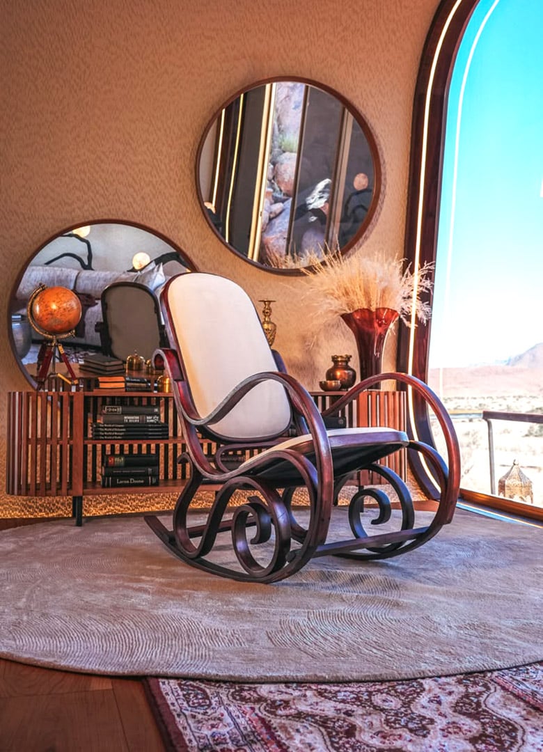 Luna Namib Collection private luxury villa lounge chair with a view, Namibia