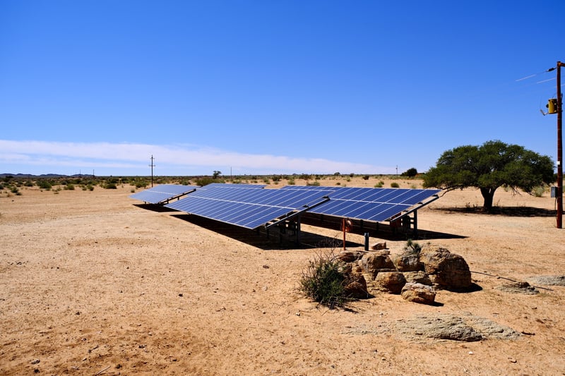 Solar panel array in the veld