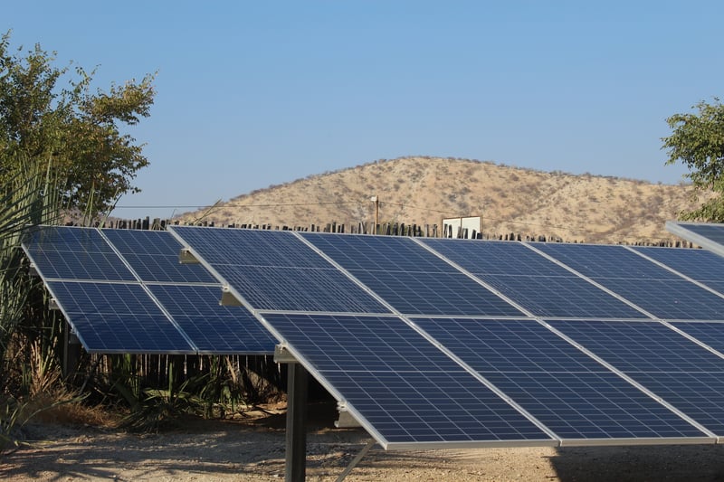 Solar panels at Palmwag Lodge & Camp, Namibia