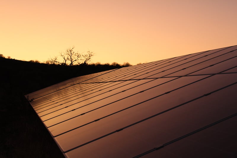 Rooftop solar panels at sunset, Gondwana Collection Namibia