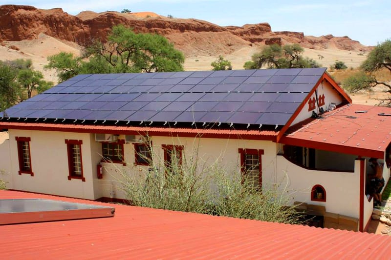 Roof solar panels at Namib Desert Lodge, Namibia
