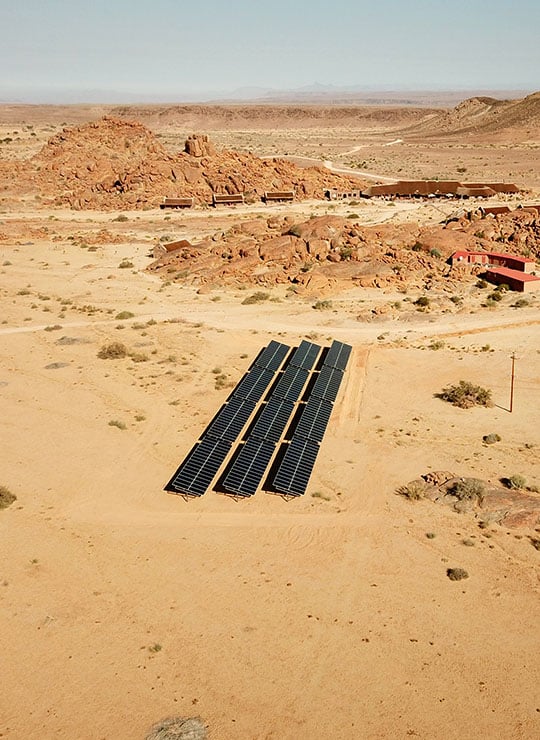 Solar panels at Canyon Village, Fish River Canyon landscape, Namibia