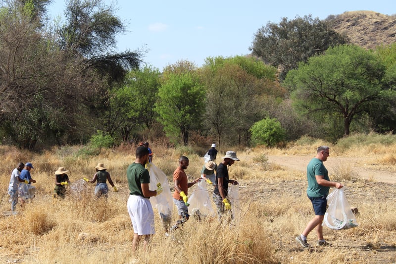 Clean-up campaign in a Windhoek riverbed, Namibia