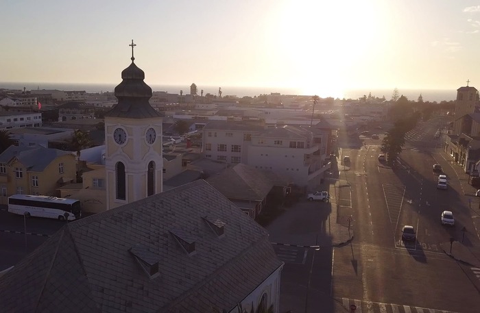 Blick über Swakopmund bei Sonnenuntergang, Namibia