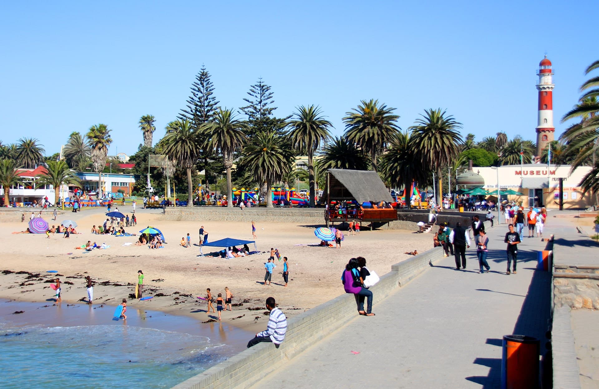 Mole, beach and lighthouse, Swakopmund, Namibia