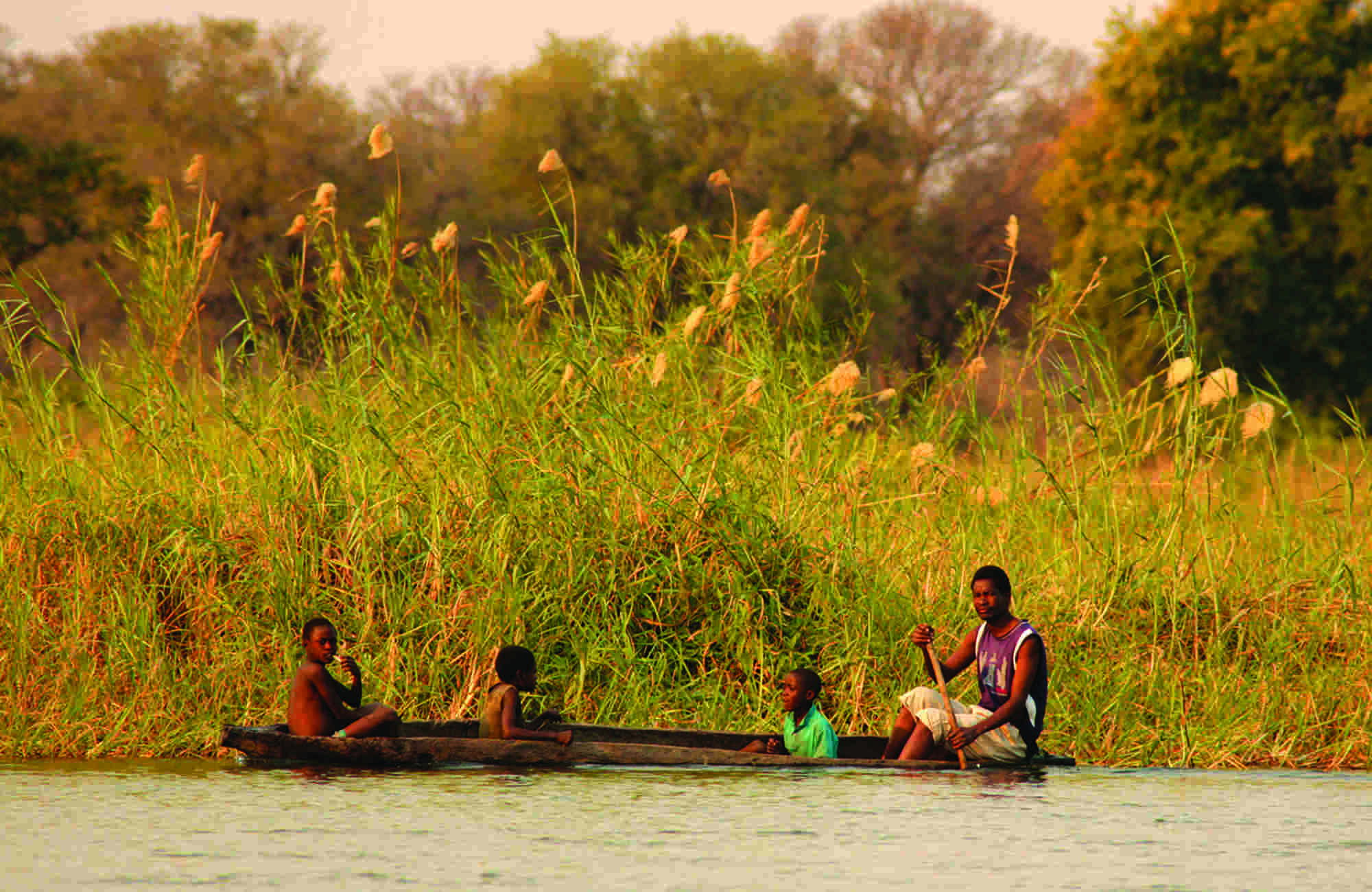 Locals in a canoe